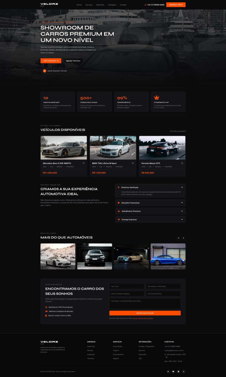 Página web para showroom de carros